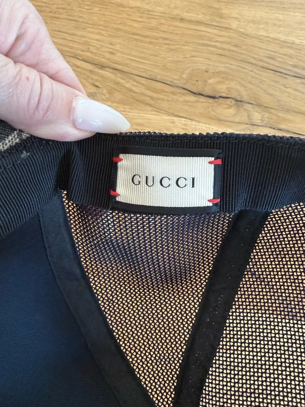 Gucci Black and Gray Patterned Mesh-Back Cap